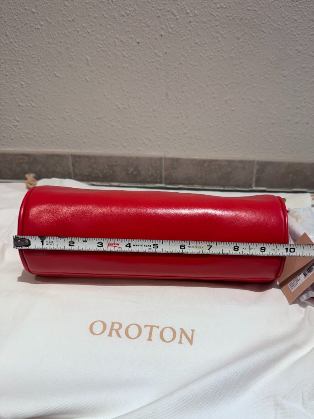 Oroton Market Red Leather Romy Barrel Bag - Picture 9 of 10